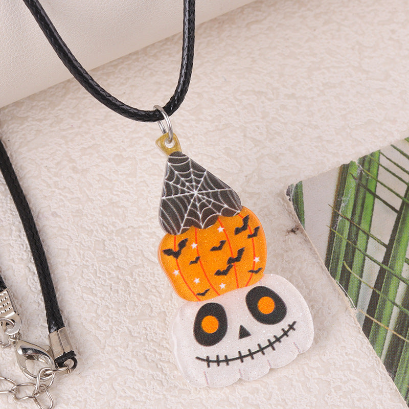 Wholesale Hot Sale Halloween Series Cartoon Fun Ghost Pumpkin Necklace